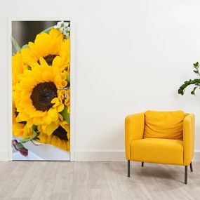 Fototapeta na dvere - Svadobné kytice zo slnečníc (95x205cm)