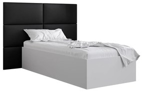 Jednolôžková posteľ s čalúneným čelom 90 cm Brittany 2 (biela matná + čierna) (s roštom). Vlastná spoľahlivá doprava až k Vám domov. 1045924