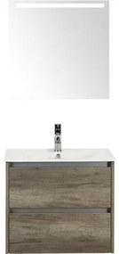 Kúpeľňový nábytkový set Dante 60 cm s keramickým umývadlom Model 1 a zrkadlom s LED osvetlením dub Nebraska