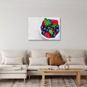 Obraz - miska s lesným ovocím (70x50 cm)