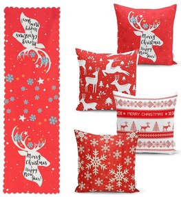 Súprava 4 vianočných obliečok na vankúš a behúň na stôl Minimalist Cushion Covers Joy