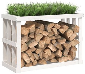 Vonkajší držiak na polená biely 108x52x74 cm masívna borovica