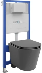 Mexen podomietkový WC systém Felix Slim s WC misou Rico a pomaly klesajúcou doskou, šedá ciemny mat - 61030724071