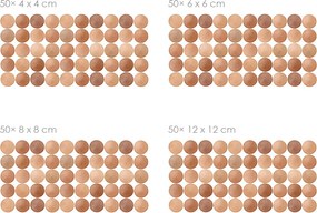 Akvarelové bodky hnedé 50 ks textilné prelepiteľné nálepky na stenu 50 ks 4x4 cm
