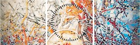 Obraz - Mozaiková abstrakcia (s hodinami) (90x30 cm)