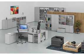 Ergonomický kancelársky pracovný stôl PRIMO GRAY, 1800 x 1200 mm, pravý, sivá