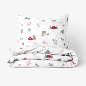 Goldea vianočné bavlnené posteľné obliečky - české vianoce 140 x 220 a 70 x 90 cm