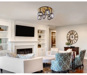 Globo 15345-6DMM - Prisadený luster BLACKY 6xE14/40W/230V mosadz