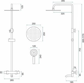 Rea Lungo, sprchová súprava s termostatickou batériou, grafitová, REA-P6386