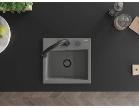 Mexen Milo, 1-komorový granitový drez 435x410x171 mm a drezová batéria Elia, šedá, 6505-71-670101-70-B