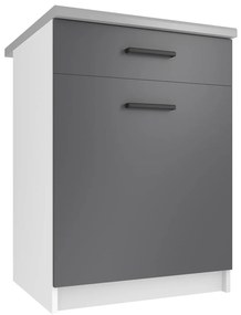 Kuchynská skrinka Belini spodná so zásuvkami 60 cm šedý mat s pracovnou doskou  TOR SDSZ1-60/0/WT/SR/0/B1