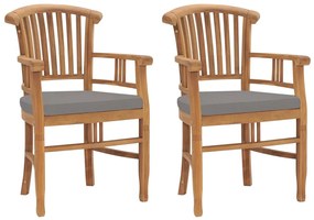 vidaXL Záhradné stoličky 2 ks s tmavosivými vankúšmi masívne tíkové drevo