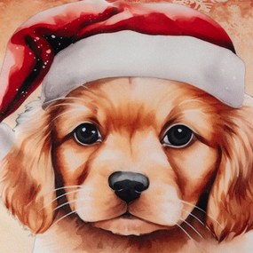 Obliečka na vankúšik ŠTENIATKO S VIANOČNOU ČIAPKOU 40 x 40 cm