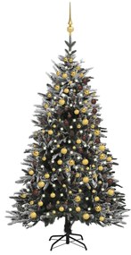 Umelý vianočný stromček s LED, sadou gúľ a snehom 240cm PVC+PE 3077835