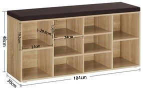 Dekorstudio Skrinka na topánky s tmavohnedým sedákom - dub sonoma - LHS010X11