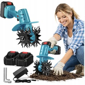 Ručný záhradný kultivátor pre ľahké kyprenie pôdy - 2x batérie