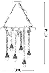 Ideal Lux - Luster na lanku CANAPA 6xE27/15W/230V hnedá