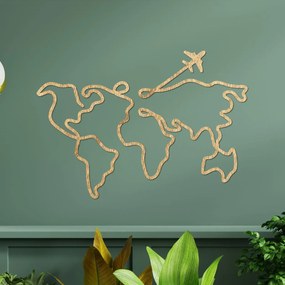 Dizajnová drevená mapa sveta na stenu | WorldLines: Preglejka Topoľ  - bez povrchovej úpravy 54 x 38 cm 4259-82818 PR0496