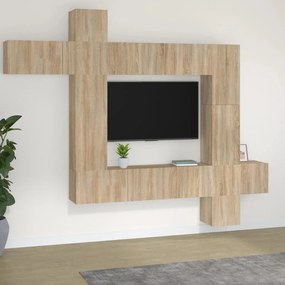 9-dielna súprava TV skriniek dub sonoma spracované drevo