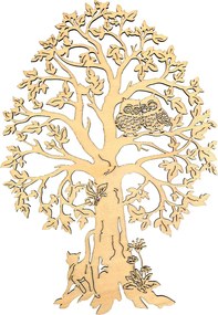 AMADEA Drevený strom so sovami, prírodná závesná dekorácia, výška 28 cm