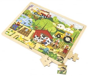 Puzzle na podstavci Viga 44588 48 dielikov - spoznávanie farmy