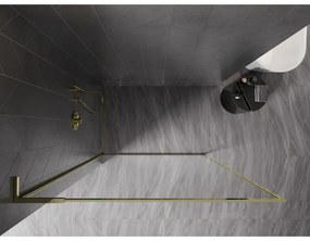Mexen, Mexen Kioto-XF L sprchová stena s rámom 50 x 202 cm, transparentná 10 mm, zlatá - 800-050-174-50-00-XF