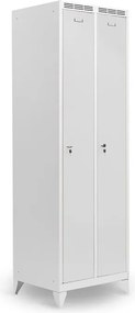 Kovová šatníková skriňa Trestles SS2M 1800x600x500 mm, 2 oddiely, svetlosivé dvere Podnož: nožičky, Zámok: cylindrický