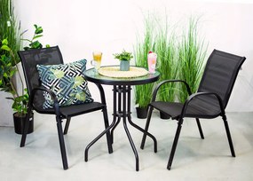 JU Sada 2 skladacích stoličiek FIESTA + stolík s priemerom 60 cm