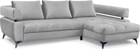 Rohová sedacia súprava Paris, svetlo šedá látka, pravý roh
