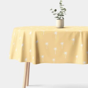 Goldea oválny obrus 100% bavlnené plátno - palmy na žltej 140 x 180 cm