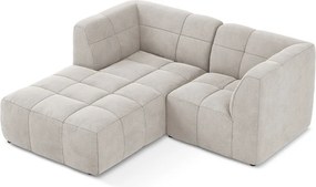 Béžová zamatová rohová pohovka (ľavý roh/s leňoškou) Aloha – Makamii