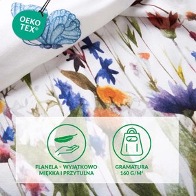 FLANELOVÉ OBLIEČKY FLANELOVE 180X200 CM, 2KS 70X80 CM KVETY