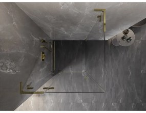 Mexen Lunar, L sklápací sprchový kút ľavý 70 x 70 cm, 8mm číre sklo, zlatý profil, 834L-070-070-50-00-L