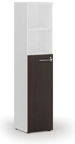 Kombinovaná kancelárska skriňa PRIMO WHITE, dvere na 3 poschodia, 400 x 420 x 1781 mm, biela/wenge