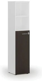 Kombinovaná kancelárska skriňa PRIMO WHITE, dvere na 3 poschodia, 400 x 420 x 1781 mm, biela/wenge