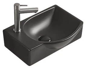 Mexen Mista, umývadlo na dosku, ľavé, 40 x 28 cm, čierna matná, 22174085R