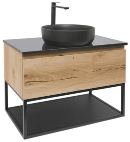 Kúpeľňová skrinka s umývadlom a žulovou krycí doskou SAT B-Way 79x30x45 cm dub BWAY80OAKZFUB, 1 ks