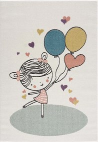 DomTextilu Dievčenský krémový koberec dievčatko s balónmi 41826-197173