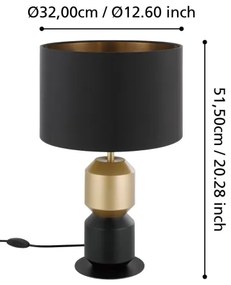 Eglo 390188 - Stolná lampa LAURIGNANO 1xE27/40W/230V čierna/zlatá