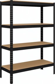 Regál 150x70x30 cm lakovaný 4-policový, nosnosť 700 kg - čierny