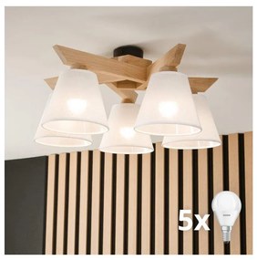 Brilagi - LED  Prisadený luster ANTHONY 5xE14/40W/230V dub/biela