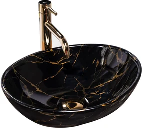 Rea Sofia Marble, umývadlo na dosku 41x35 cm, čierna-vzor, REA-U5611
