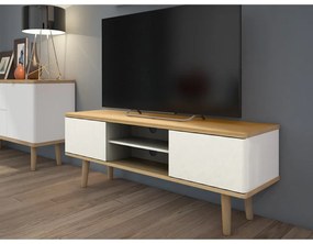 Biely TV stolík v dekore duba 140x52 cm Alana - Støraa