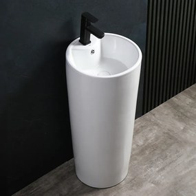 BPS-koupelny Voľne stojace keramické umývadlo HYD-LO-WH-400 ø40 cm, biele