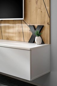 Obývacia stena Xavus G2-K (perla grey + dub artisan) (s bio krbom). Vlastná spoľahlivá doprava až k Vám domov. 1118838