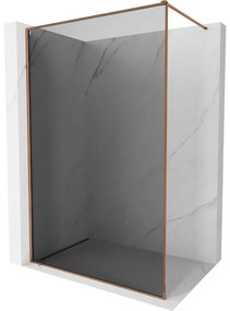 Mexen Kioto-F, sprchová zástena s rámom 130 x 202 cm, 8 mm šedé sklo, profil ružové zlato, 800-130-104-60-40
