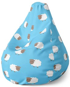 Sedací vak Pear ovečky - detský, modrá