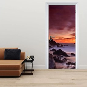 Fototapeta na dvere - Západ slnka na pobreží (95x205cm)