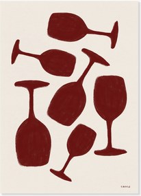 Plagát Tara Royle - Abstract Wine Glasses