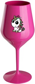 DUHOVÝ JEDNOROŽEC - růžový nerozbitný pohár na víno 470 ml